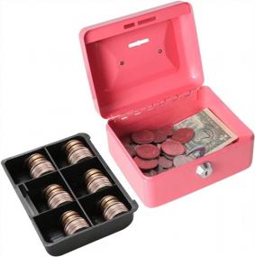 img 3 attached to Decaller Kids' Cash Box With Slot And Lock, Compact Money Box With Tray, 6 1/5" X 5" X 3", Pink, QH15012XS