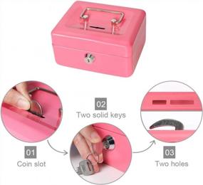 img 2 attached to Decaller Kids' Cash Box With Slot And Lock, Compact Money Box With Tray, 6 1/5" X 5" X 3", Pink, QH15012XS