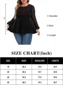 img 2 attached to Plus Size Long Sleeve Tops Women Mesh Self Tie Blouses Casual Loose Dressy Shirt
