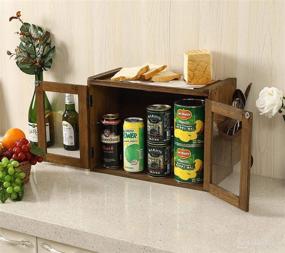 img 1 attached to 🍞 TQVAI Bamboo 2 Layer Bread Boxes: Clear Window, Silverware Holder, Wall Mounted Double Tier Storage Bin for Kitchen Countertop – Assembly Required, Retro Brown