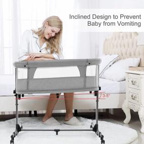 img 2 attached to Jaoul 3-In-1 Baby Bedside Sleeper & Playpen W/ Mattress, Easy Folding Travel Crib Height Adjustable
