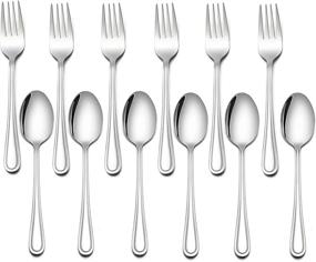 img 4 attached to 16-Piece Kids Silverware Set - 8 Spoons, 8 Forks, Stainless Steel Utensils For Preschools & Home Use | Dishwasher Safe