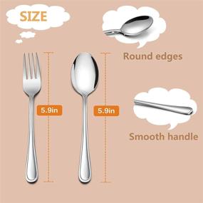 img 3 attached to 16-Piece Kids Silverware Set - 8 Spoons, 8 Forks, Stainless Steel Utensils For Preschools & Home Use | Dishwasher Safe