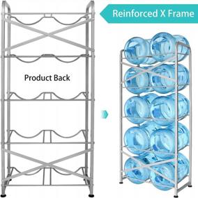 img 3 attached to Ationgle 5 Gallon Water Bottle Holder For 10 Bottles, 5 Tiers Heavy-Duty Water Cooler Jug Rack With Reinforcement Frame For Kitchen Office, Silver Grey
