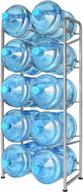 ationgle 5 gallon water bottle holder for 10 bottles, 5 tiers heavy-duty water cooler jug rack with reinforcement frame for kitchen office, silver grey логотип