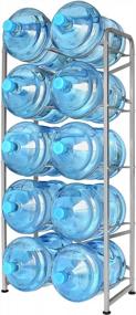 img 4 attached to Ationgle 5 Gallon Water Bottle Holder For 10 Bottles, 5 Tiers Heavy-Duty Water Cooler Jug Rack With Reinforcement Frame For Kitchen Office, Silver Grey