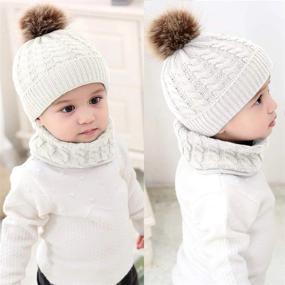img 2 attached to Adorable Winter Set For Your Toddler! 2PCS Knit Hat And Scarf With Circle Loop Neckwarmer In White