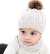 adorable winter set for your toddler! 2pcs knit hat and scarf with circle loop neckwarmer in white логотип