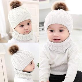 img 3 attached to Adorable Winter Set For Your Toddler! 2PCS Knit Hat And Scarf With Circle Loop Neckwarmer In White