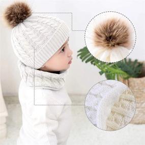 img 1 attached to Adorable Winter Set For Your Toddler! 2PCS Knit Hat And Scarf With Circle Loop Neckwarmer In White