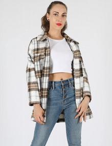 img 1 attached to Flannel Plaid Shacket Jacket For Women - Casual And Stylish Brushed Fall Shirt Coat By Tanming