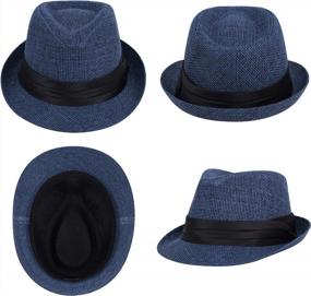 img 1 attached to Stylish Women'S Short Brim Straw Fedora Sun Hat For Summer By Verabella