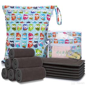 img 4 attached to 👶 Luxja Cloth Diaper Inserts Bundle (12 Pcs Liners + 1 Changing Pad + 1 Wet Dry Bag), 5 Layers of Highly Absorbent Bamboo Charcoal Inserts