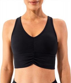 img 3 attached to Lavento Ruched Longline Yoga Crop Bras Top - Women'S V-Neck Racerback Sports Bra For Maximum Support
