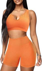 img 4 attached to JNINTH'S Seamless Workout Sets: Perfect 2-Piece Yoga Outfits For Women Featuring High-Waist Leggings And Sports Bra.