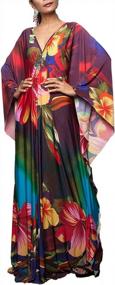 img 4 attached to Bsubseach Women Ethnic Print Kaftan Beach Dress Plus Size Swimsuit Cover Up