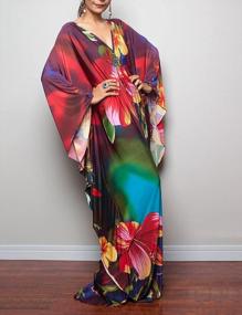 img 2 attached to Bsubseach Women Ethnic Print Kaftan Beach Dress Plus Size Swimsuit Cover Up