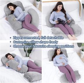 img 3 attached to Ultimate Comfort with AWESLING 60in Pregnancy Pillow: Detachable Maternity Pillow for Pregnant Women, Extra Large Full Body Pillow for Pregnancy - Velvet Cover Included! (Dark Gray)