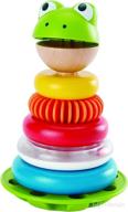 hape mr. frog stacking rings - multicolor wooden ring stacker play set - educational toy for children logo