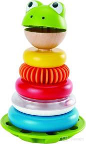 img 4 attached to Hape Mr. Frog Stacking Rings - Multicolor Wooden Ring Stacker Play Set - Educational Toy for Children