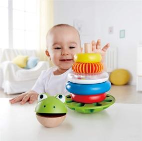 img 3 attached to Hape Mr. Frog Stacking Rings - Multicolor Wooden Ring Stacker Play Set - Educational Toy for Children