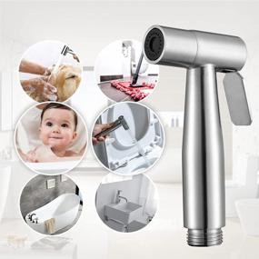 img 2 attached to 2-Pack Arofa Handheld Bidet Sprayer For Toilet With Adjustable Water Pressure Control, Stainless Steel Brushed Nickel Finish And Bidet Hose For Feminine And Baby Wash - Cloth Diaper Friendly