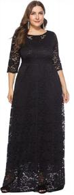 img 2 attached to Women'S Plus Size Floral Lace Maxi Dress With 3/4 Sleeves - Evening Wedding Party Cocktail Dress By Chicwe