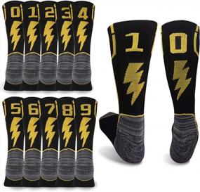 img 3 attached to Mid Calf Team Sports Number Socks For Basketball Football Baseball - KitNSox Adult Youth - Gold/Black