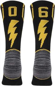 img 4 attached to Mid Calf Team Sports Number Socks For Basketball Football Baseball - KitNSox Adult Youth - Gold/Black