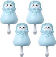 🐱 quirky 4-pack cat coat hooks: non-porous viscose, punch-free adhesive – ideal for hanging coats, keys, hats – decorative wall hooks (blue) logo