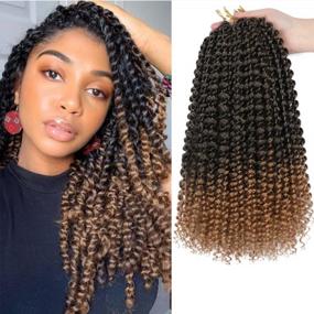 img 4 attached to 14 Inch Passion Twist Hair 8 Packs Water Wave Crochet Braids Bohemian Ombre Blonde 1B/27 Extensions