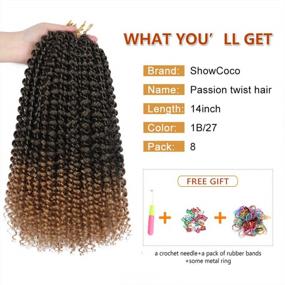 img 3 attached to 14 Inch Passion Twist Hair 8 Packs Water Wave Crochet Braids Bohemian Ombre Blonde 1B/27 Extensions