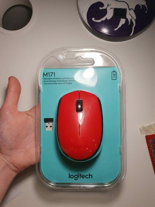 img 1 attached to Logitech M171 Black and Blue RF Wireless + USB Optical Mouse with 1000DPI, Ambidextrous Design review by Stanisaw Borowski ᠌