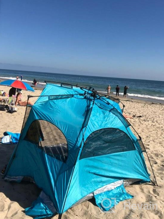 img 1 attached to Portable Pop Up Beach Tent For 4 Persons - Anti-UV Sun Shelter With Easy Set-Up, Lightweight Outdoor Family Kids Tent, Tender Green 2022 Umbrella Shelter Tent For The Beach review by Marvin Nadeau
