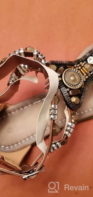 img 1 attached to Women'S ICKER Strappy Gladiator Sandals - Bohemia Thong Flat Beach Shoes 0989 review by Timothy Henry