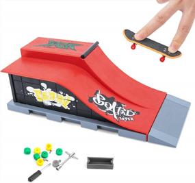 img 4 attached to Набор пандусов для пальцев для детей и взрослых - WETONG Finger Skateboard Ramp Toy с мини-скейтбордами, сборным пандусом для тренировок с пальцами и реквизитом для скейтпарка.