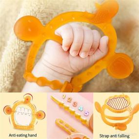 img 3 attached to 👶 Yeivzwba Baby Teething Toys: BPA-Free Silicone Teethers for Infants (0-6 Months & 6-12 Months) - 3 Pack with Adjustable Wrist Teether - Anti-Dropping Baby Hand Teether for Newborns
