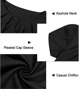 img 1 attached to Pleated Cap Sleeve Chiffon Blouse With Keyhole Detailing: A Casual And Chic Summer Workwear Essential For Women