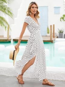 img 3 attached to Boho Wrap Maxi Dress For Women With Polka Dot Print, Floral Split Design Ideal For Casual Summer Parties And Beach Outings - V-Neck, Long Length