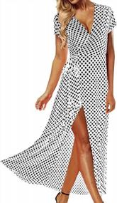 img 4 attached to Boho Wrap Maxi Dress For Women With Polka Dot Print, Floral Split Design Ideal For Casual Summer Parties And Beach Outings - V-Neck, Long Length