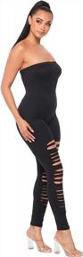 img 1 attached to Women'S Tube Top Stretchy Bodycon Active Exercise Footed Length Strapless Jumpsuit Playsuit One Piece
