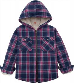 img 4 attached to Warm Up In Style With ThCreasa'S Girls Plaid Flannel Jacket With Sherpa Fleece Lining And Hood