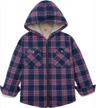 warm up in style with thcreasa's girls plaid flannel jacket with sherpa fleece lining and hood logo