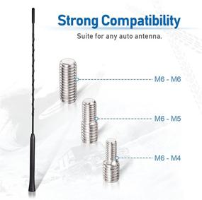 img 2 attached to Enhance Your Car Radio Reception with Eightwood Universal Vehicle Antenna Replacement: 16-inch AM FM Roof Mount Car Radio Antenna Mast with Flexible Rubber Antennae and Threaded Adapter Options