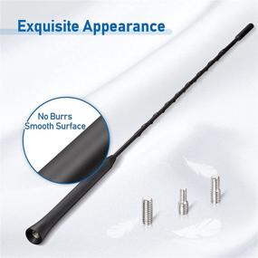 img 1 attached to Enhance Your Car Radio Reception with Eightwood Universal Vehicle Antenna Replacement: 16-inch AM FM Roof Mount Car Radio Antenna Mast with Flexible Rubber Antennae and Threaded Adapter Options