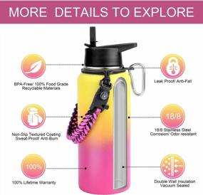 img 1 attached to 18/8 Insulated Stainless Steel Vacuum Water Bottle With Wide Mouth Straw Lid & Handle, BPA Free Leakproof Travel Jug Flask For Sports (22Oz, 32Oz, 40Oz, 64Oz, 128Oz)