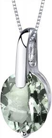 img 4 attached to Stunning Peora Green Amethyst Solitaire Pendant Necklace - 925 Sterling Silver, Natural Gemstone Birthstone, 2.25 Carats Oval Shape 10X8Mm, And 18 Inch Italian Chain.