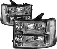 🔦 dna motoring chrome housing headlights replacement compatible with 2007-2013 sierra 1500/2500 hd / 3500 hd - hl-oh-gmcsie07-ch-cl1 логотип