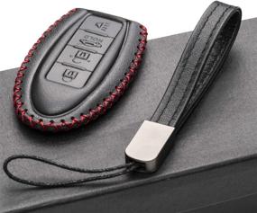 img 1 attached to 🔑 Vitodeco Leather Smart Key Fob Case for Nissan Versa, Sentra, Altima, Maxima, Rogue 2007-2022 (4 Buttons, Black/Red)