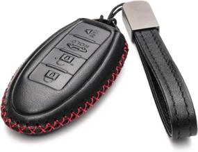 img 3 attached to 🔑 Vitodeco Leather Smart Key Fob Case for Nissan Versa, Sentra, Altima, Maxima, Rogue 2007-2022 (4 Buttons, Black/Red)